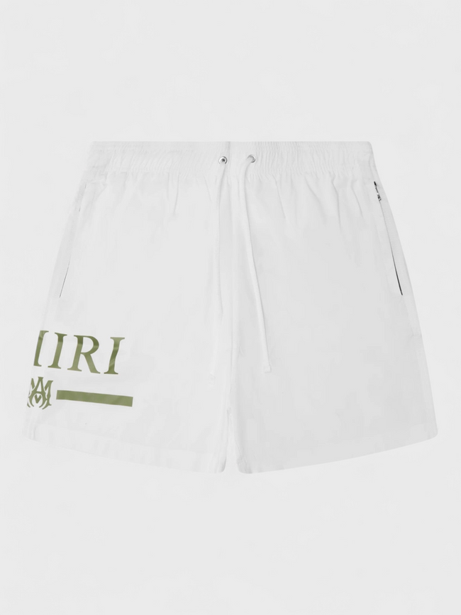 Amiri Ma Bar Logo Swimtrunk White