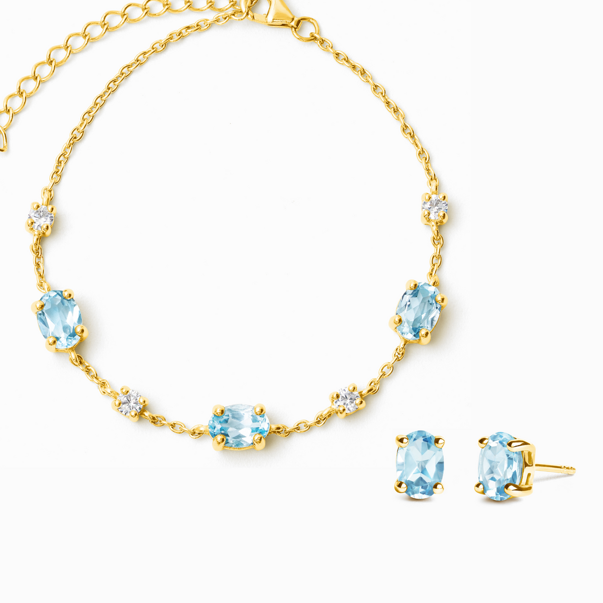 Mini Set 2 - Parure di gioielli con topazio blu in vermeil d'oro 18k