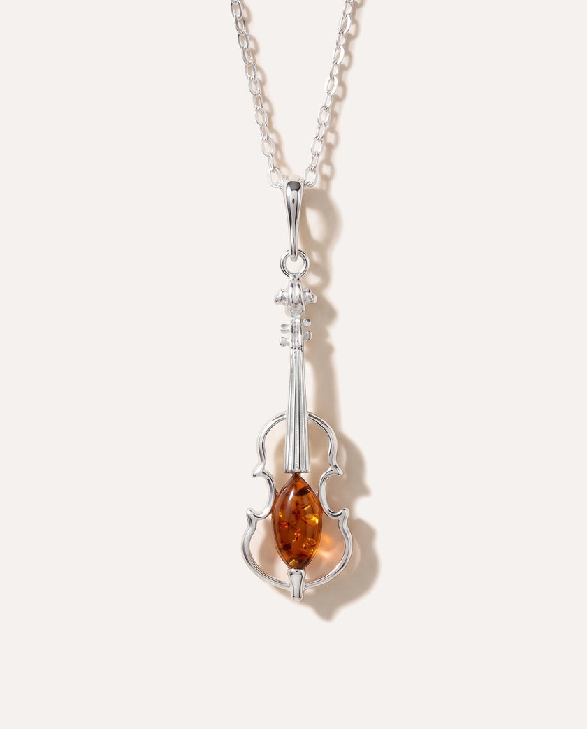 Amber Violin Pendant
