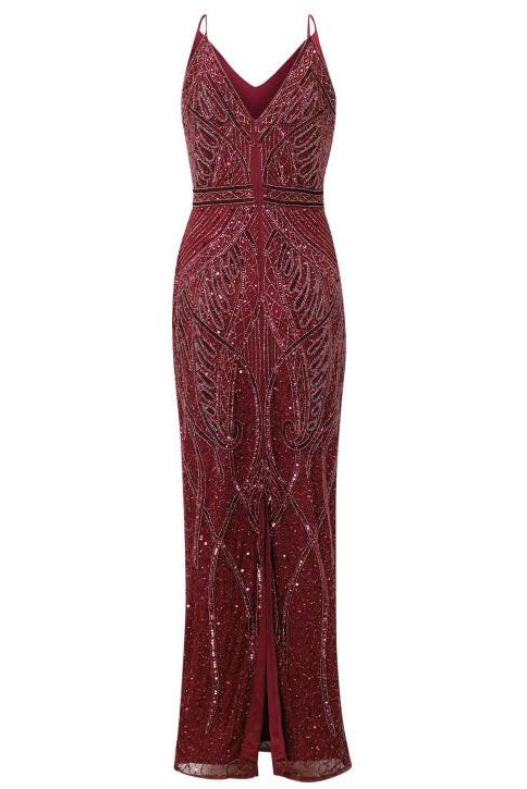 Robe longue perlée Flory Berry