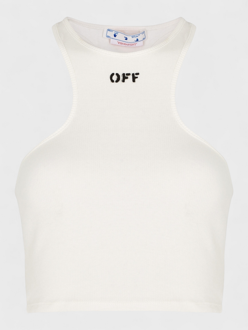 Off-White Basic Ribbed Rowing Top White