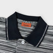 Striped Contrast Collar Polo Shirt Space Dyed Black White