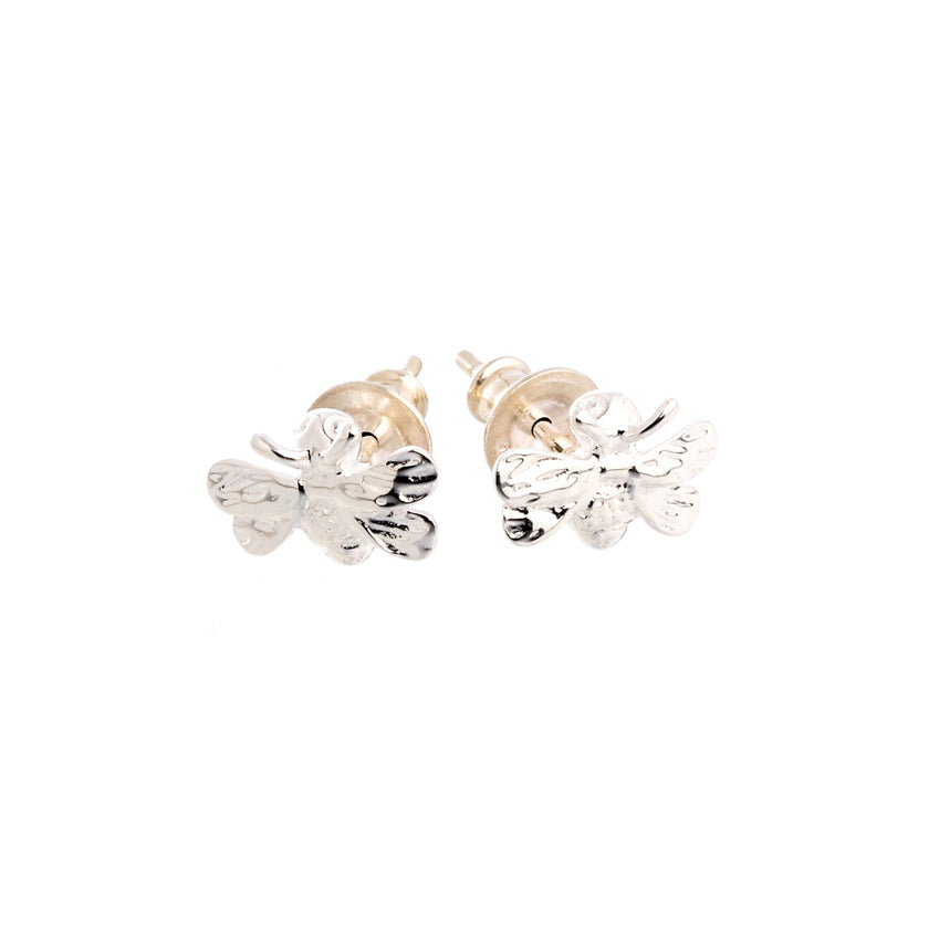 Bumble Bee Silver Stud Earrings