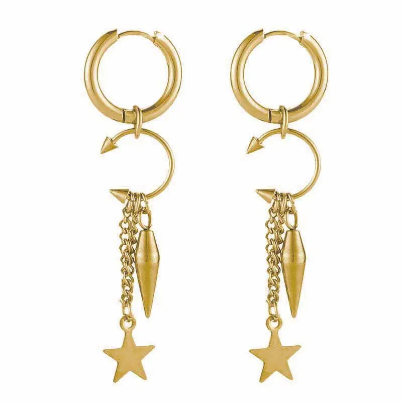 Orecchini a cerchio pendenti con ciondolo a stella Aelin Luxe placcati in oro 18k