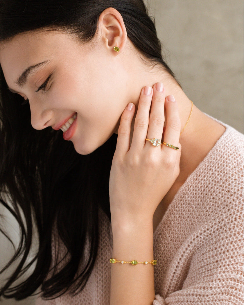 Pulsera de peridoto en vermeil de oro de 18k
