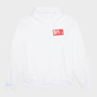 Frayed Logo Patch Hoodie White Red