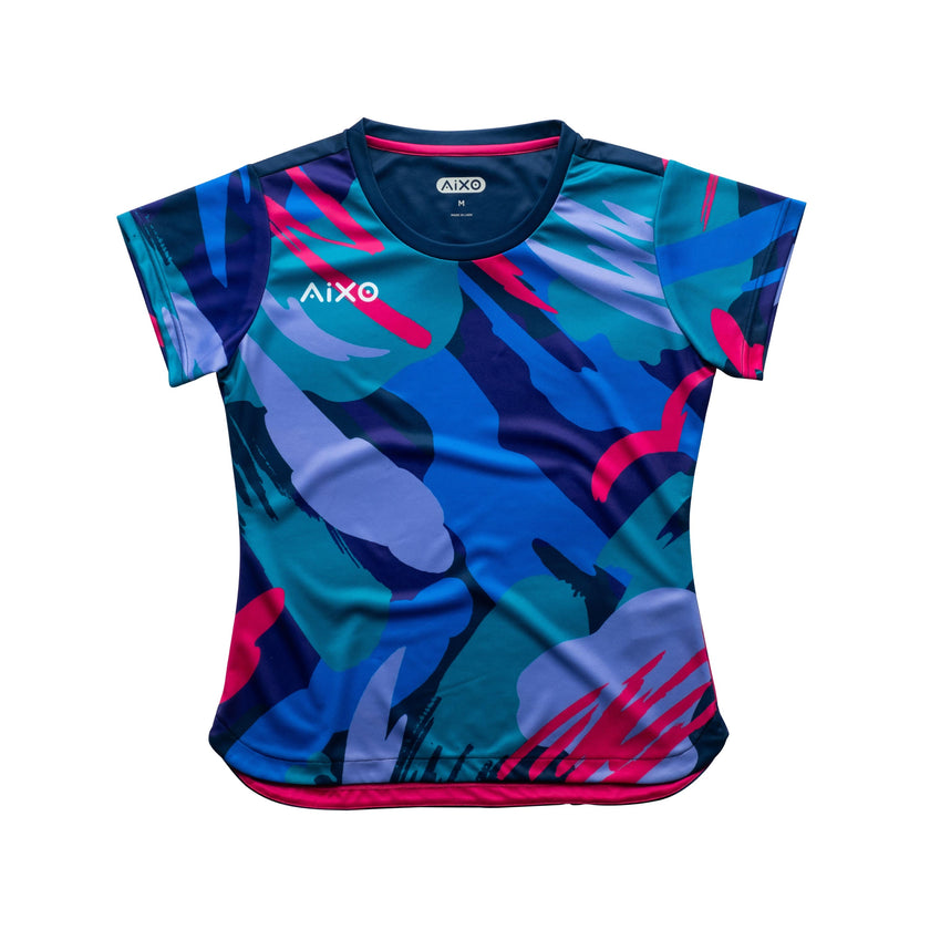 Aixo Abstract Womens Top Multicolour Dark