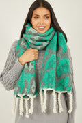 Yumi Green Animal Print Soft Touch Scarf