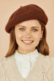 Yumi Brown Soft Knitted Beret