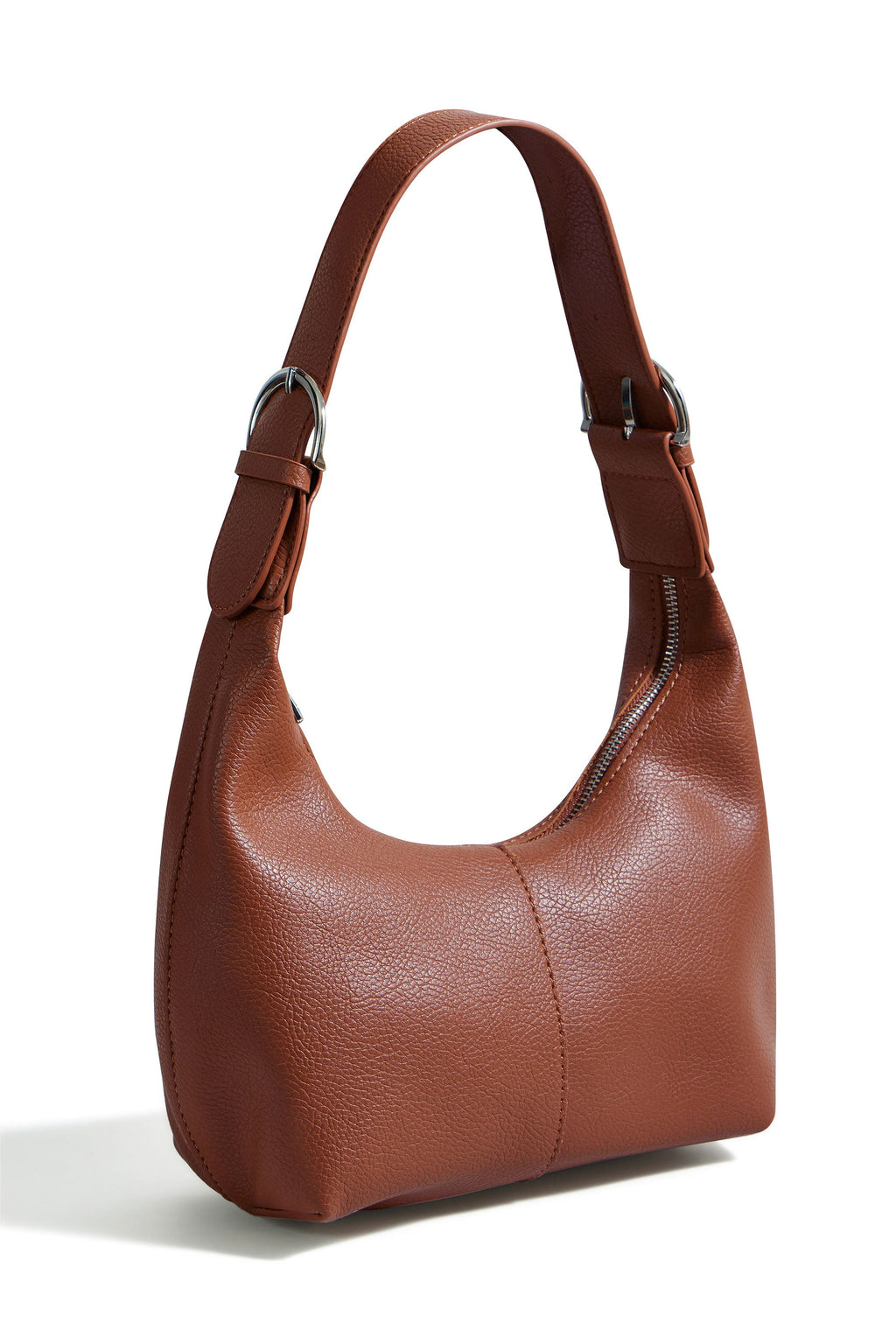 Yumi Brown Shoulder Scoop Bag With Buckle