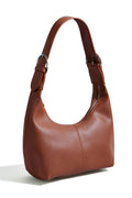 Yumi Brown Shoulder Scoop Bag With Buckle