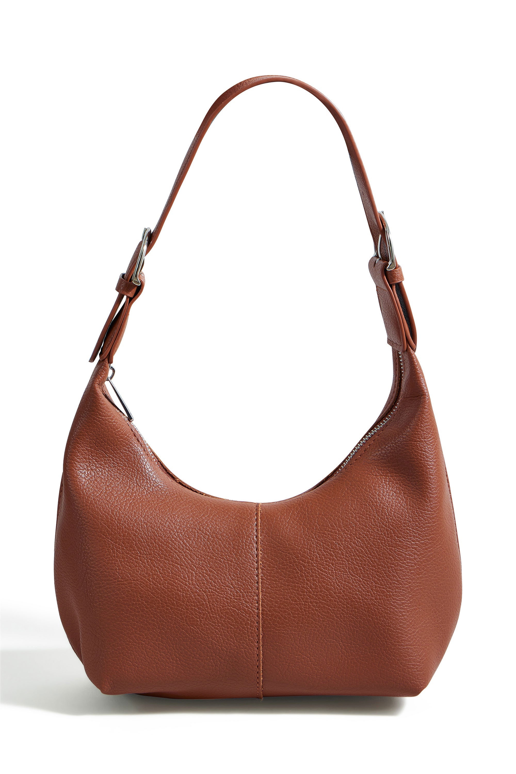 Yumi Brown Shoulder Scoop Bag With Buckle