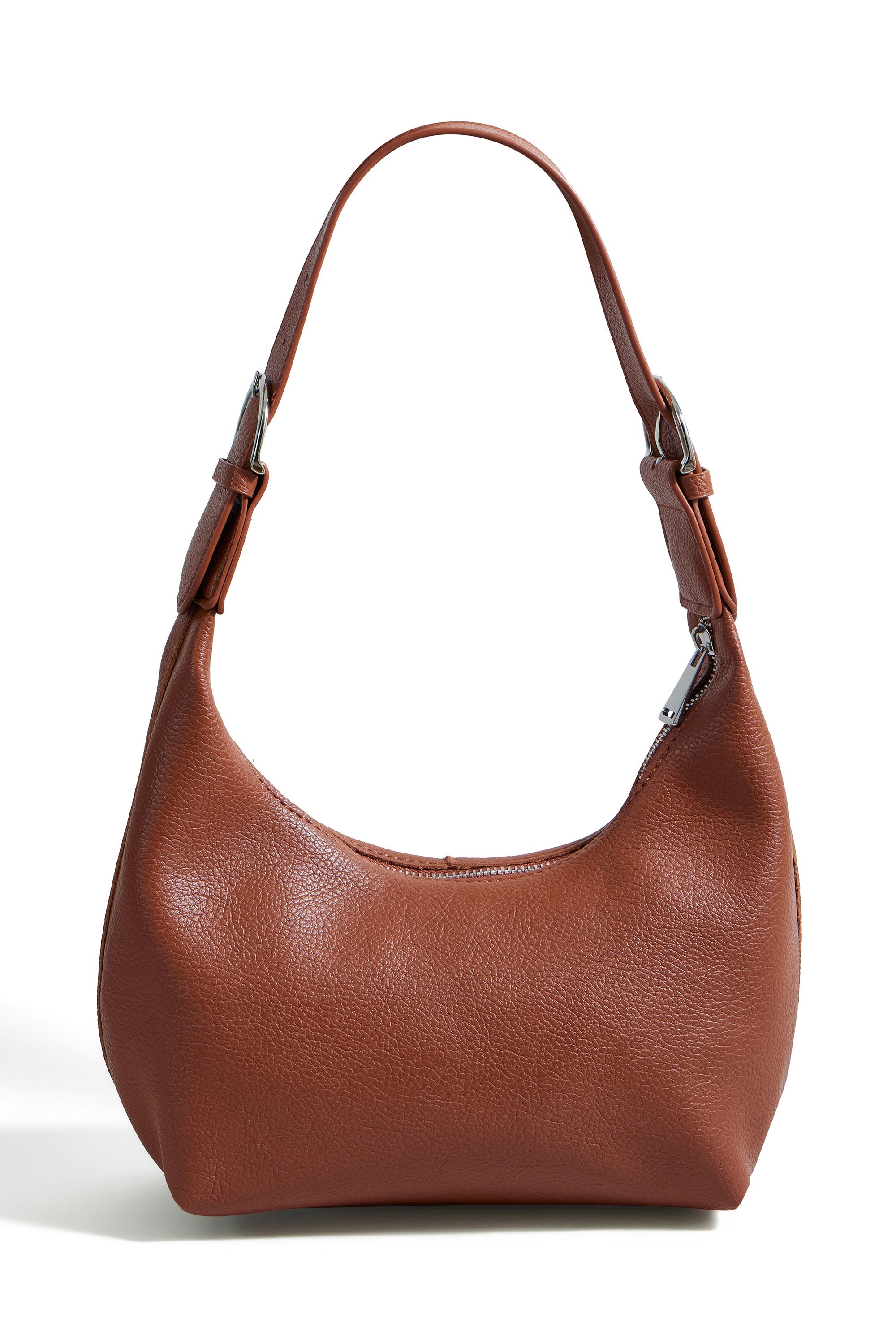 Yumi Brown Shoulder Scoop Bag With Buckle