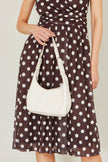 Yumi Ivory Shoulder Scoop Bag With Buckle