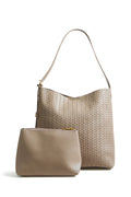 Yumi Stone Woven Shoulder Bag With Detachable Inside Purse