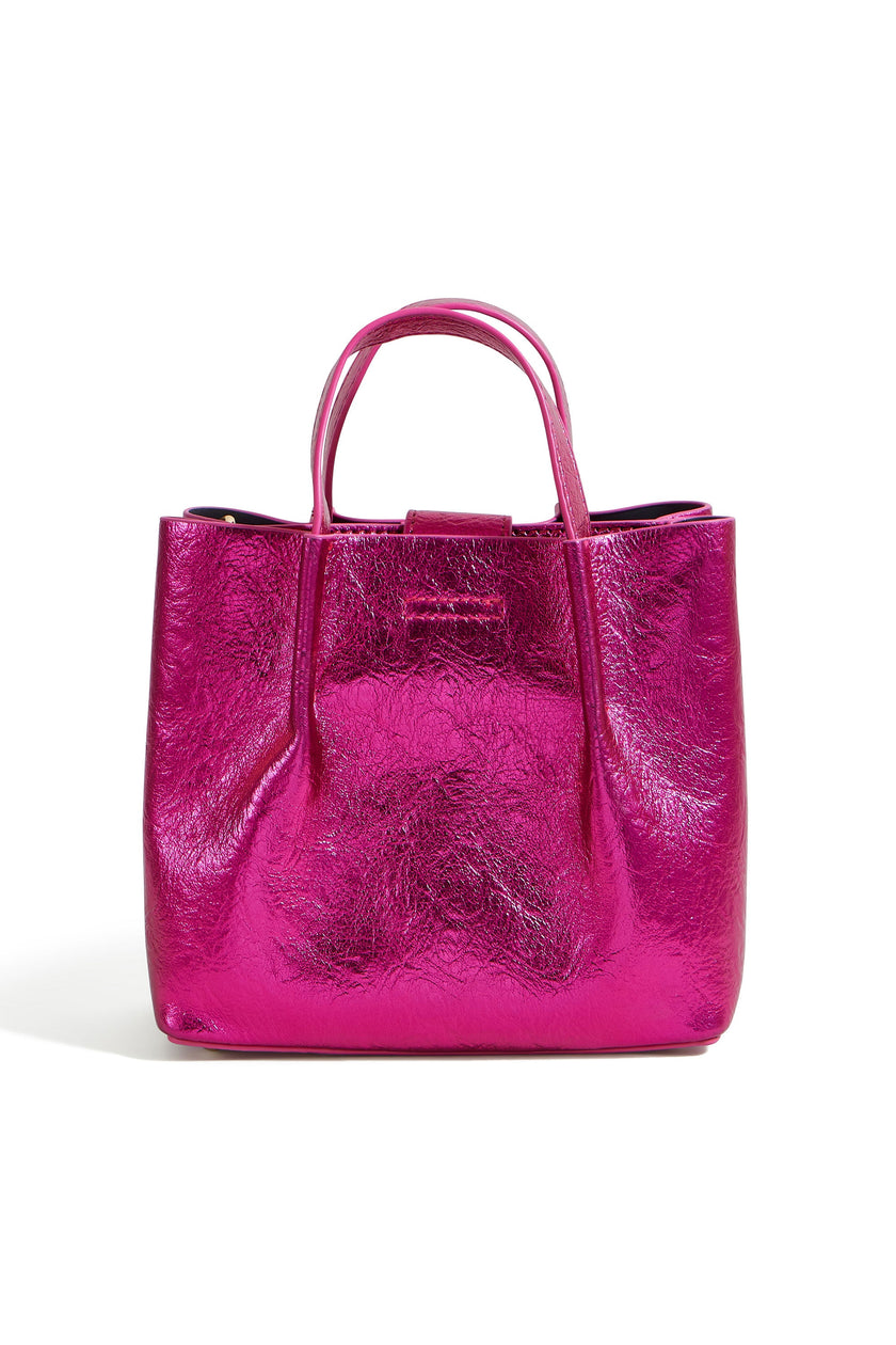 Yumi Pink Metallic Small Tote Bag