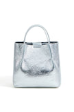 Yumi Silver Metallic Small Tote Bag