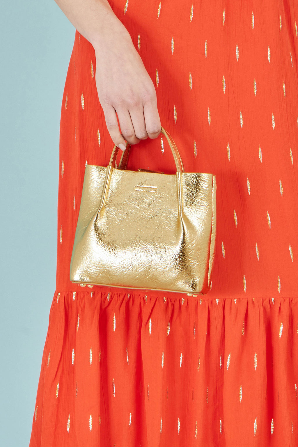 Yumi Gold Metallic Small Tote Bag