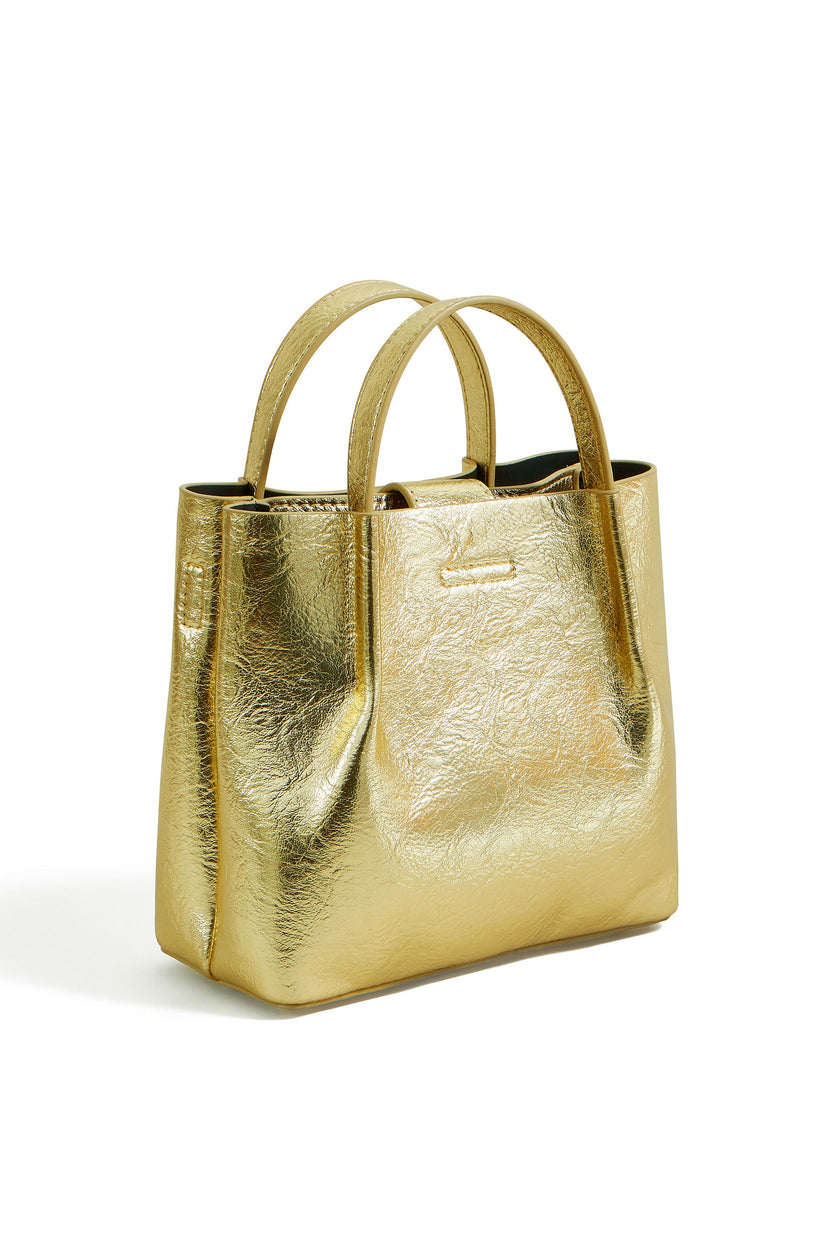 Borsa tote piccola Yumi color oro metallizzato