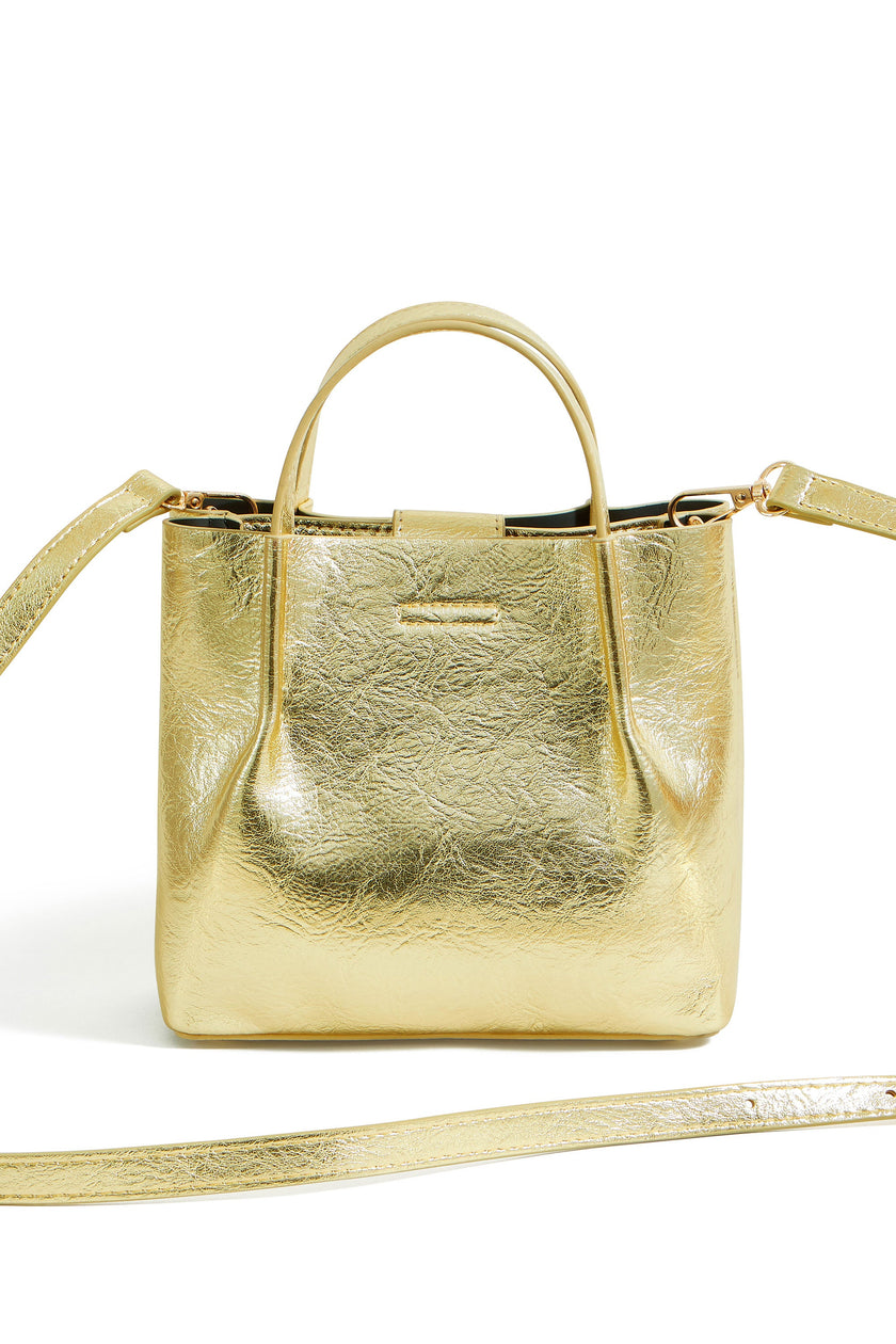 Borsa tote piccola Yumi color oro metallizzato