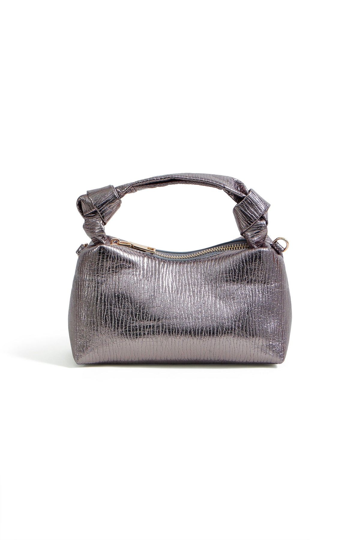 Sac à main Yumi petit format à poignée nouée en étain texturé