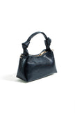 Yumi Black Textured Small Knot Handle Handbag