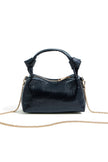 Yumi Black Textured Small Knot Handle Handbag