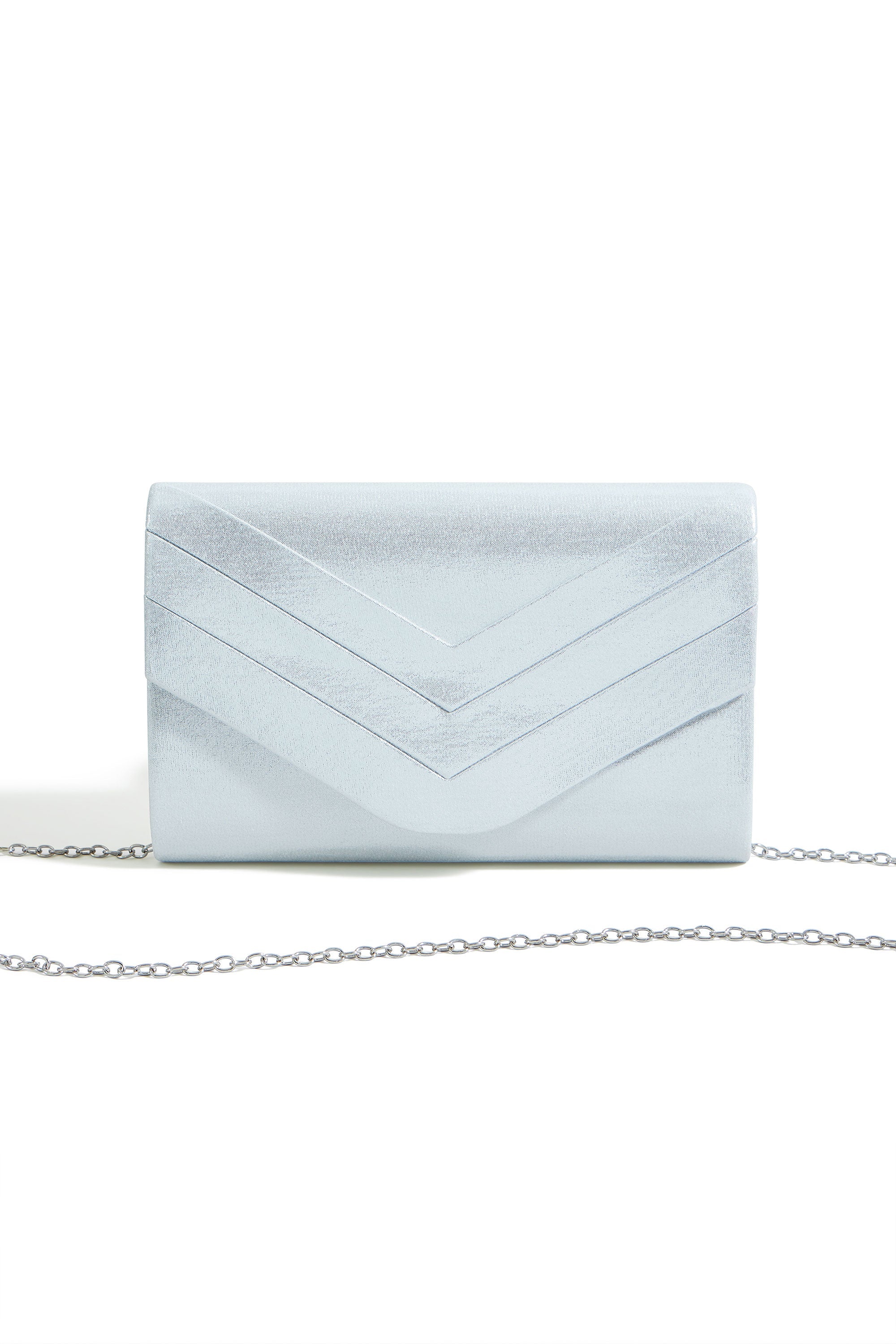 Yumi Silver Shimmer Envelope Clutch Bag