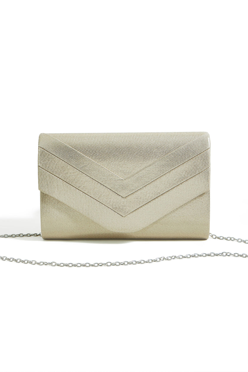 Yumi Gold Shimmer Envelope Clutch Bag
