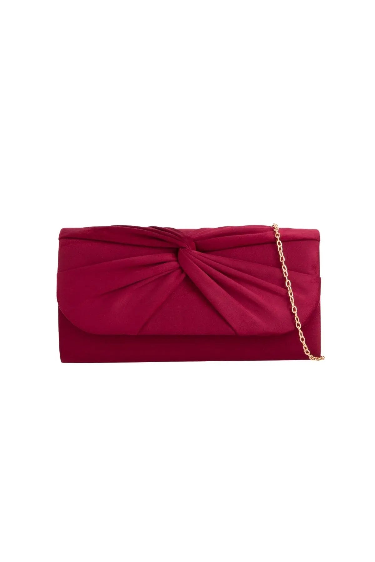 Pochette in camoscio bordeaux con dettaglio a nodo