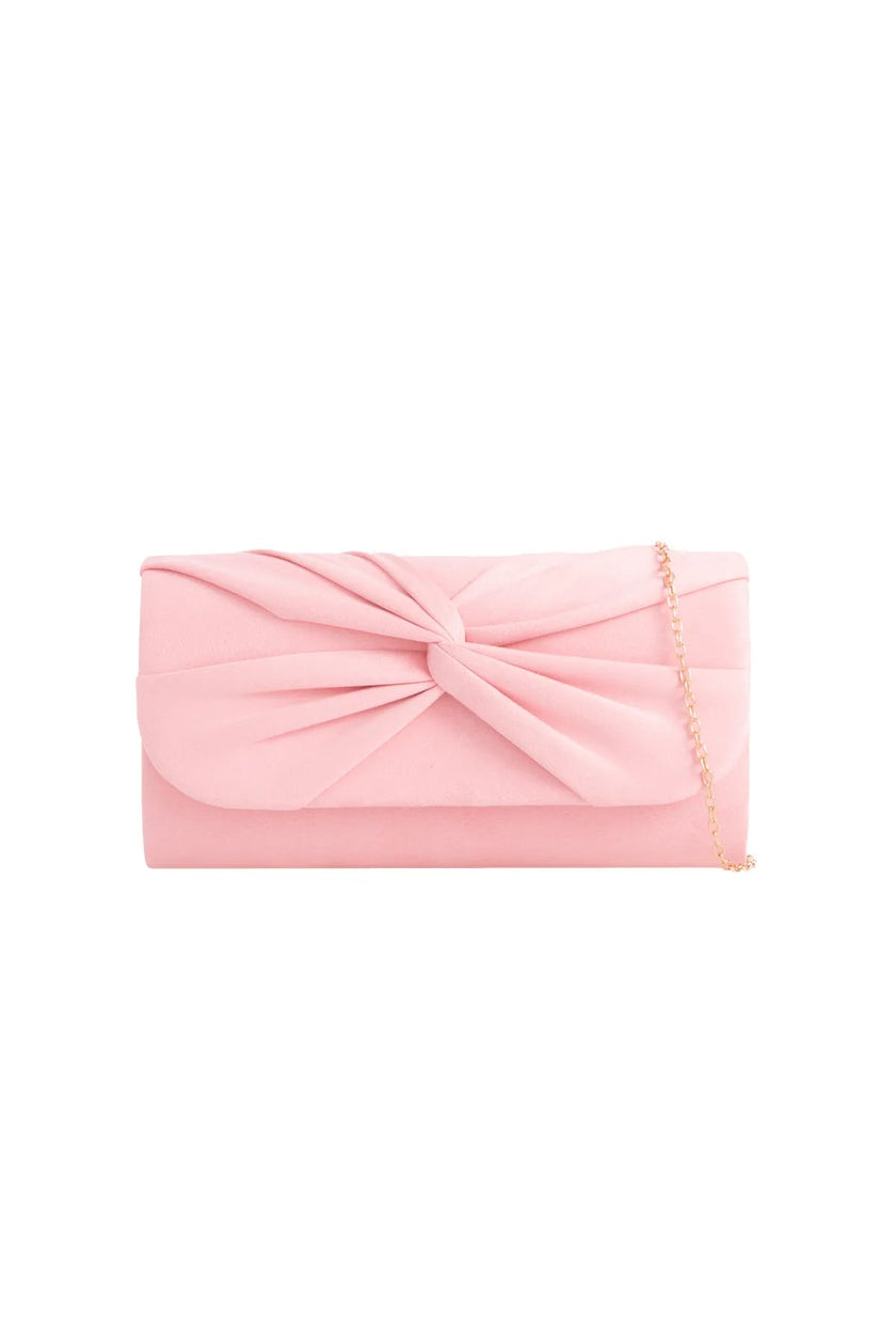 Rosa semsket clutch med knutedetalj