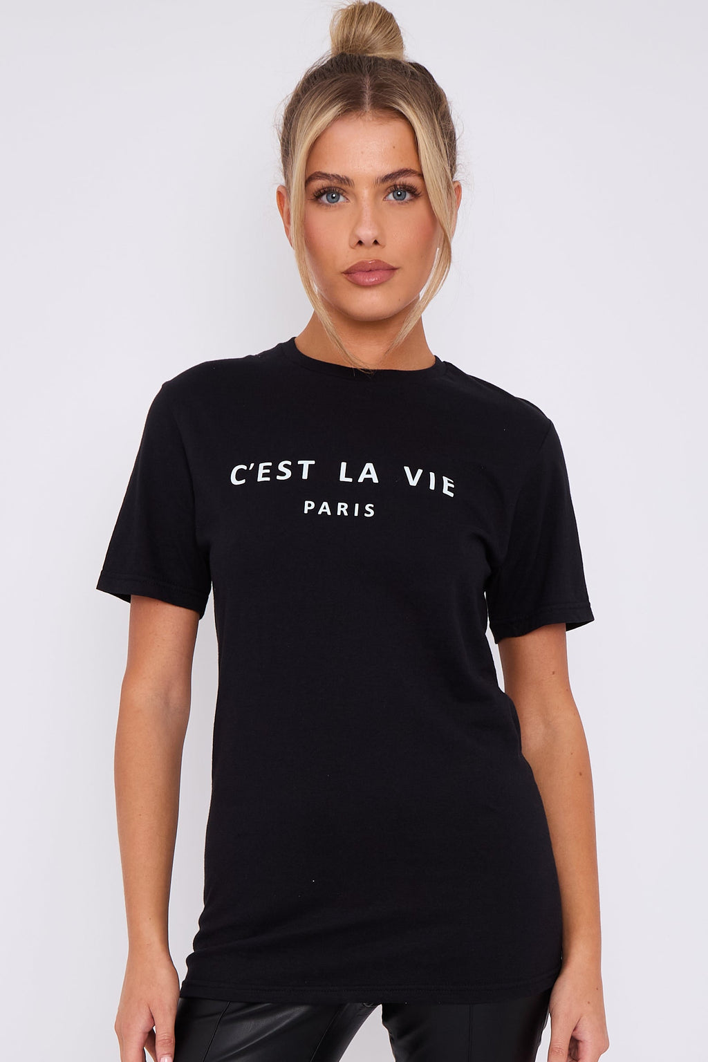Black C'est La Vie Short Sleeve Regular Fit T Shirt