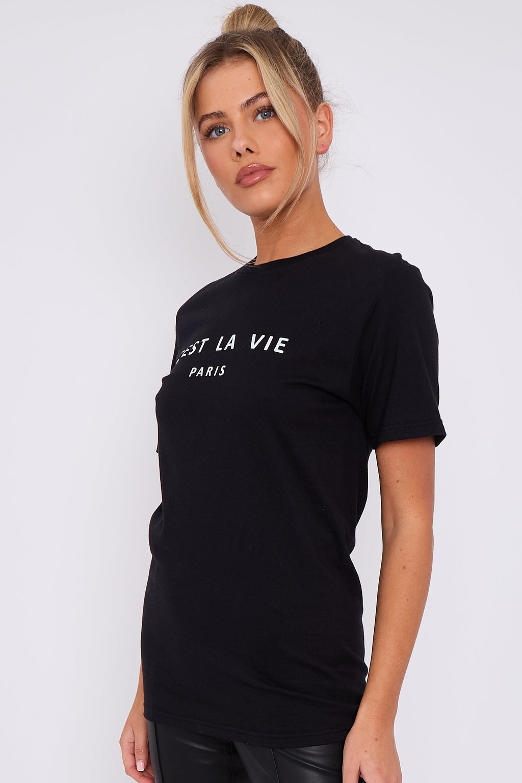 Black C'est La Vie Short Sleeve Regular Fit T Shirt