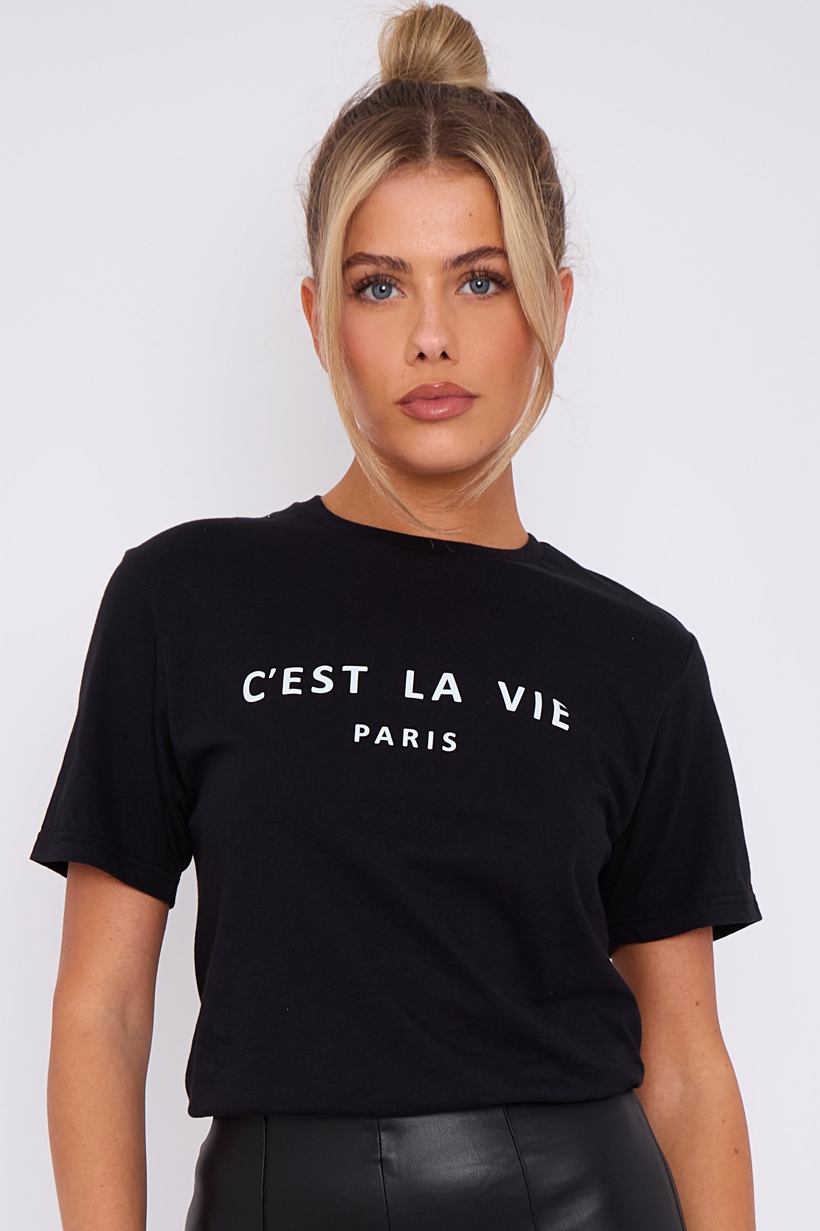 Black C'est La Vie Short Sleeve Regular Fit T Shirt
