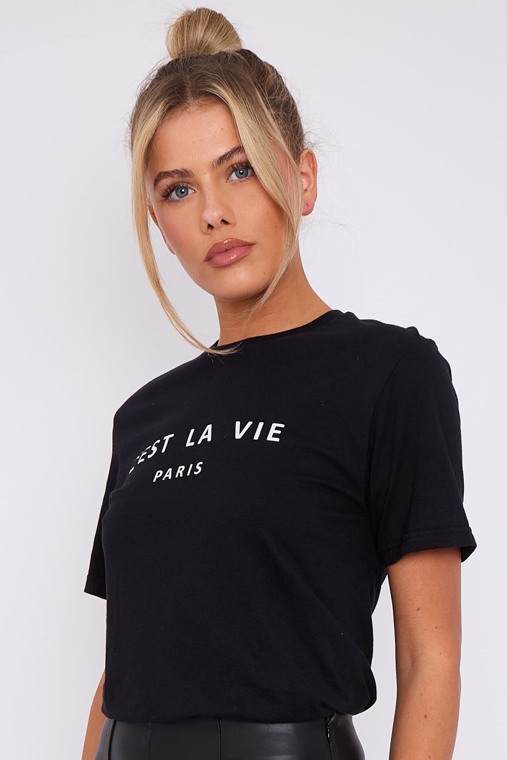 Black C'est La Vie Short Sleeve Regular Fit T Shirt