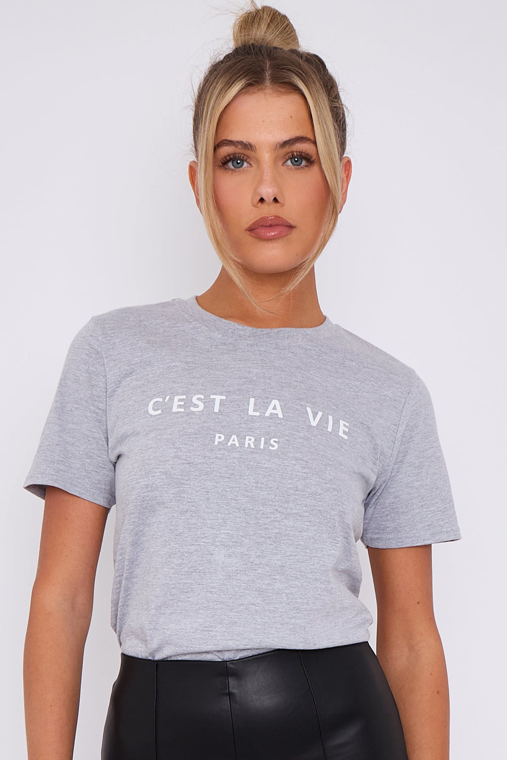Grey C'est La Vie Short Sleeve Regular Fit T Shirt