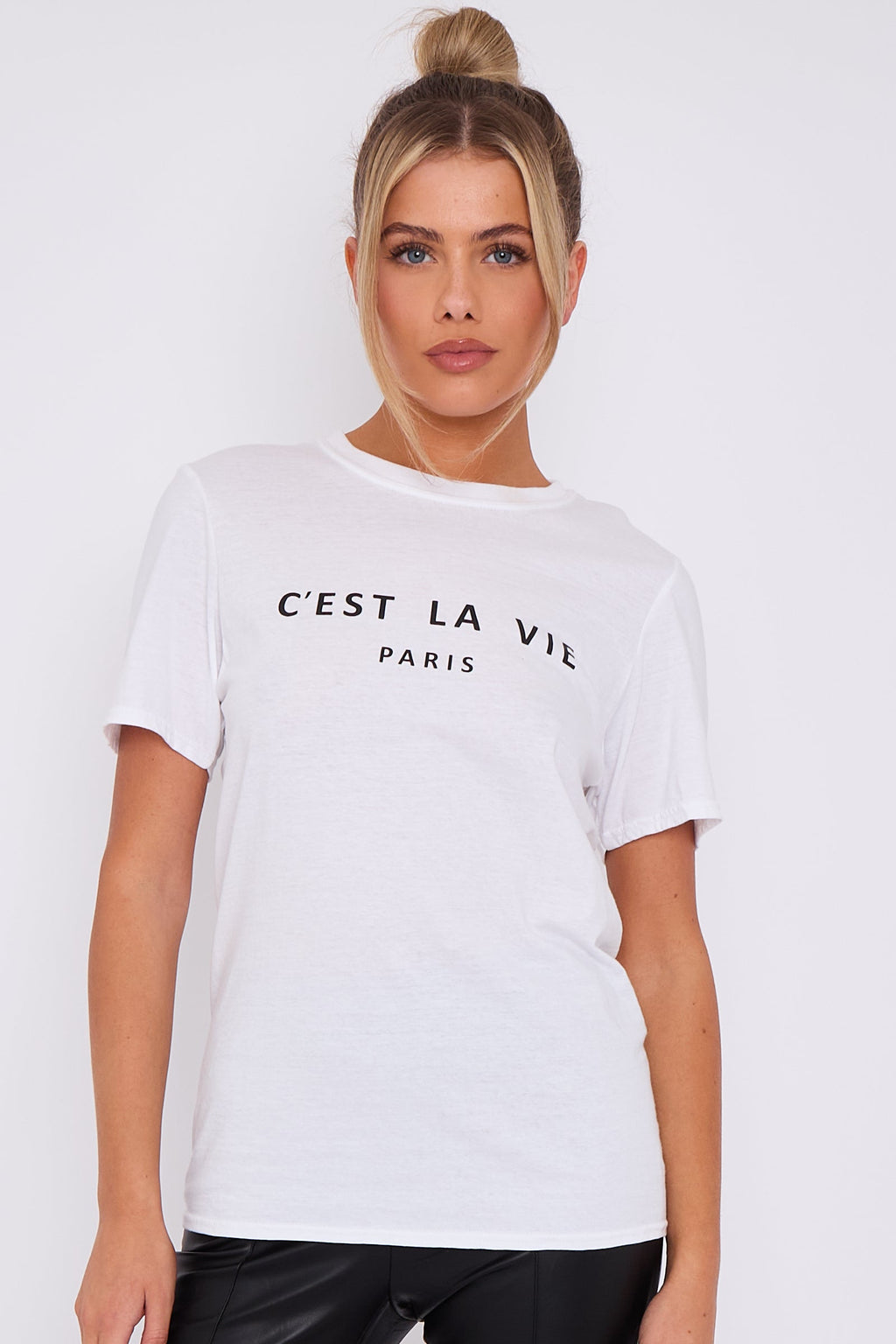 White C'est La Vie Short Sleeve Regular Fit T Shirt