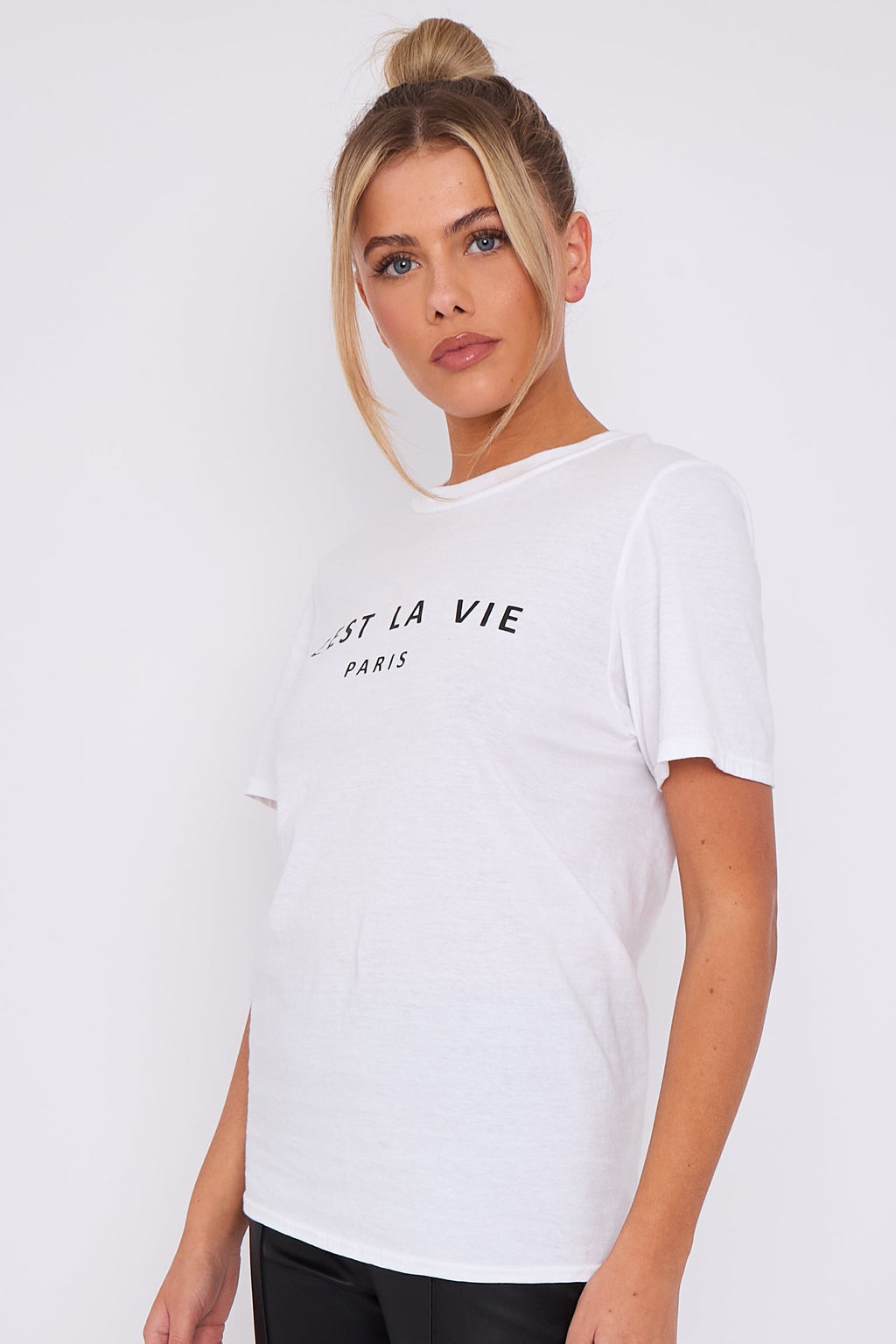 White C'est La Vie Short Sleeve Regular Fit T Shirt