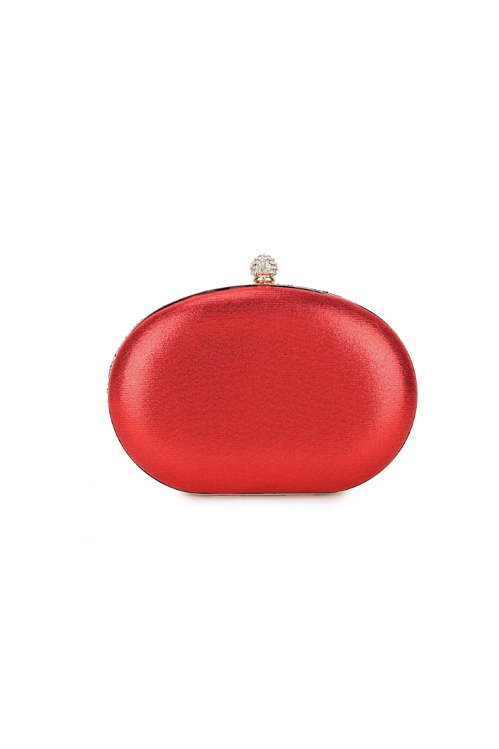 Rød pyntet clutch-taske med gulddetaljer