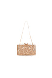 Bolso de mano dorado con adornos de cristal