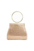 Borsetta clutch dorata con strass e manici superiori