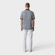 Striped Contrast Collar Polo Shirt Space Dyed Navy White