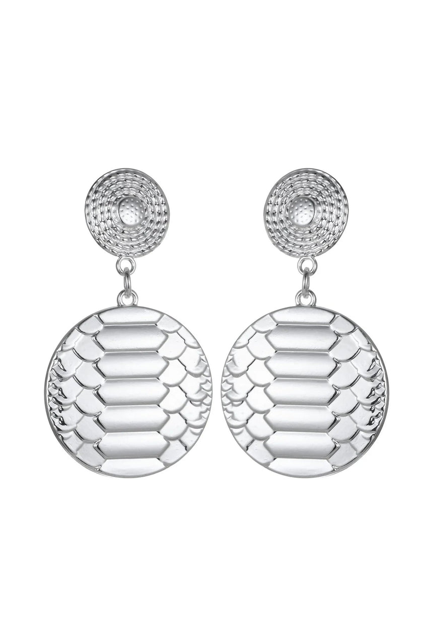 Silver Tone Snake Print Earrings