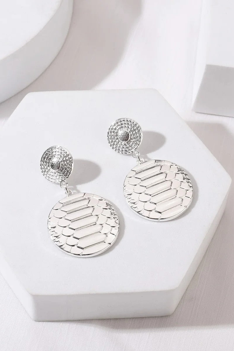 Silver Tone Snake Print Earrings