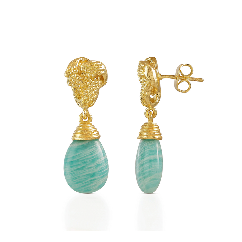 Knot Drop Gemstone Earrings Amazonite