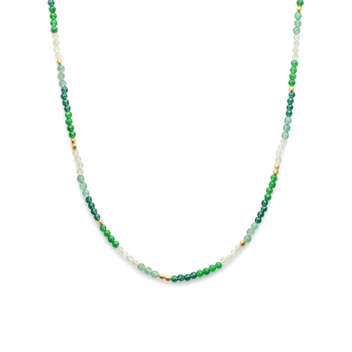 Milos Mixed Gemstone Beaded Necklace  Prehnite, Moss Agate & Green Aventurine