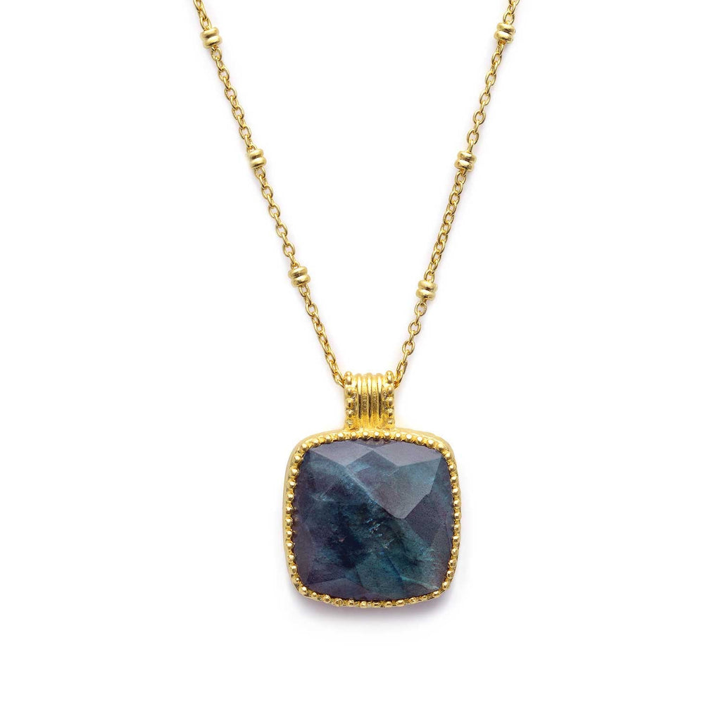 Tetra Large Square Gemstone Pendant  Labradorite