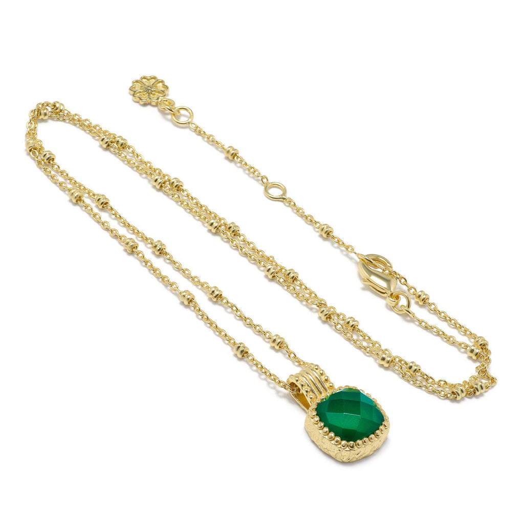 Tetra Square Gemstone Pendant: Green Onyx