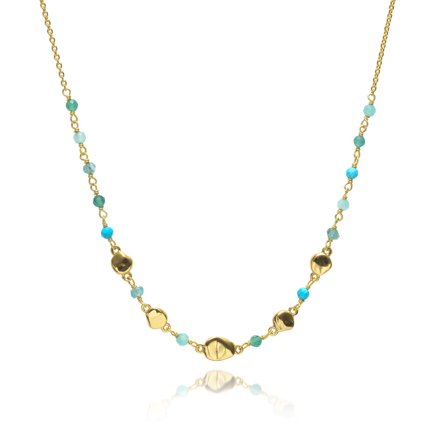Sofia Nugget Necklace Amazonite, Apatite, Turquoise & Green White Jade