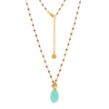Persephone Double Gemstone Beaded Chain Necklace Pariba Onyx & Smoky Quartz